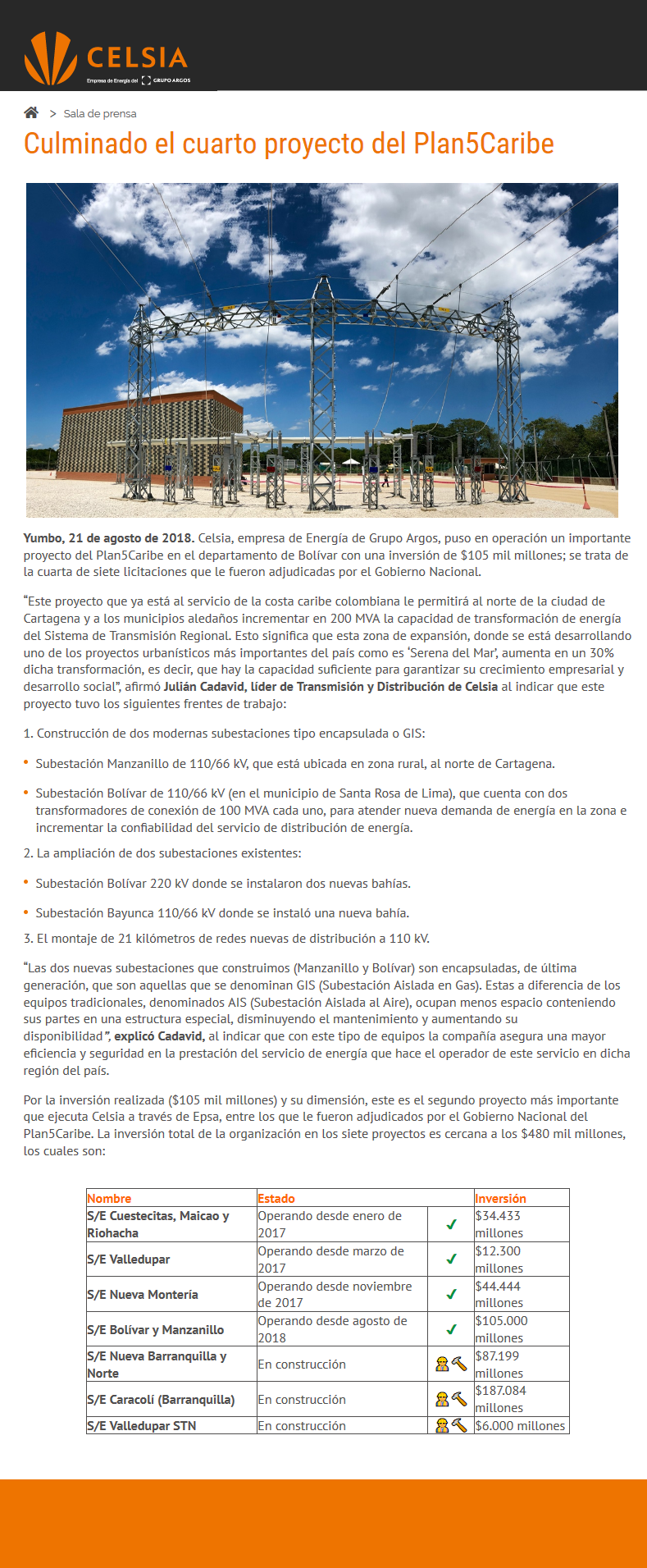 Culminado el cuarto proyecto del Plan5Caribe